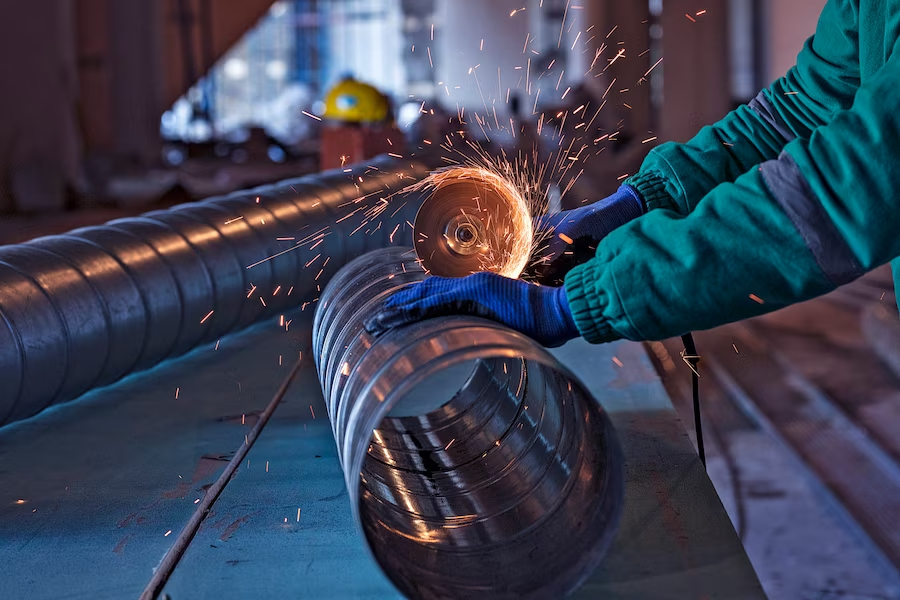 Hand cutting rounded steel tube with machine